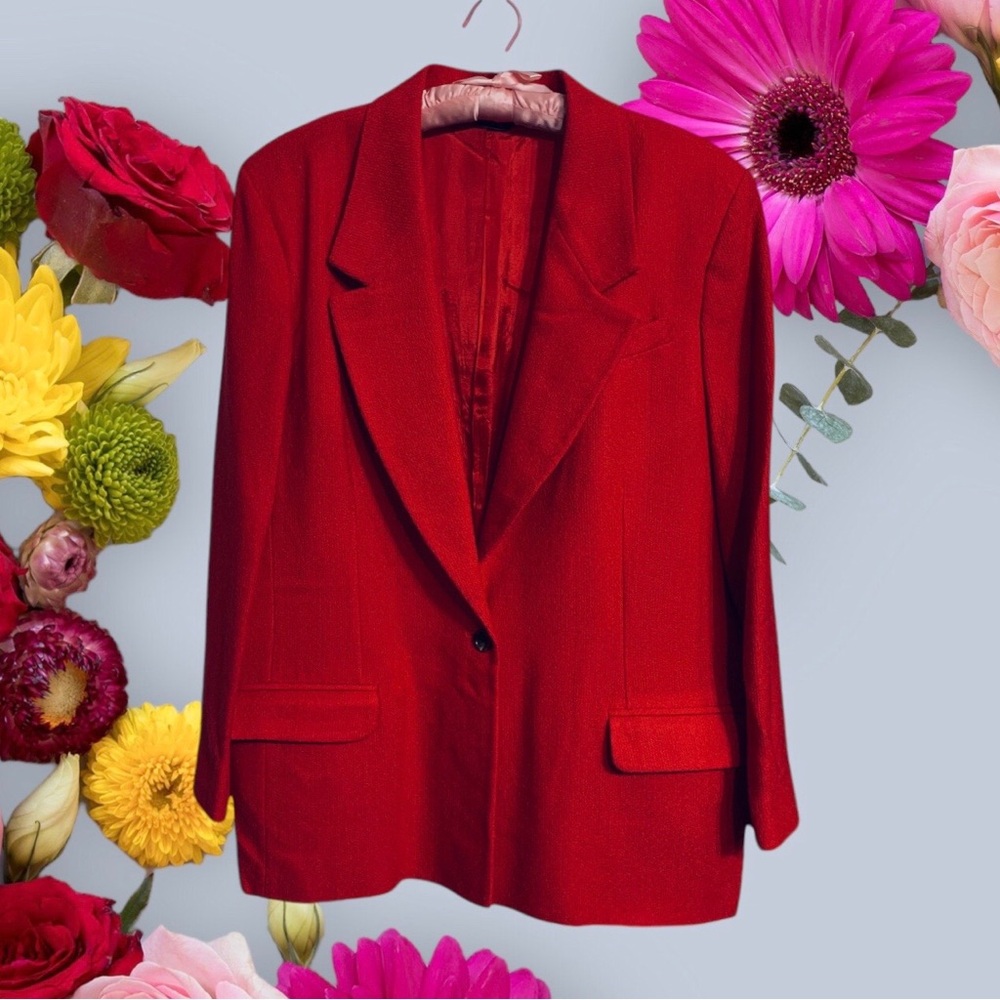 HAWKSLEY & WIGHT VINTAGE RED WOOL BLAZER WITH POCKETS - Picture 16 of 16